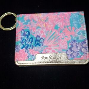 Lilly Pulitzer Floral Keyring Card Holder - Pink Teal Purple